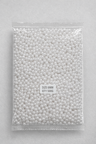 مروارید پلاستیکی خارجی سایز ۶ بسته 500گرمی رنگ سفید